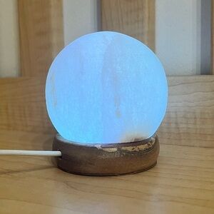 Rainbow Colour Changing 3” Sphere Himalayan Salt Lamp with Wooden Base